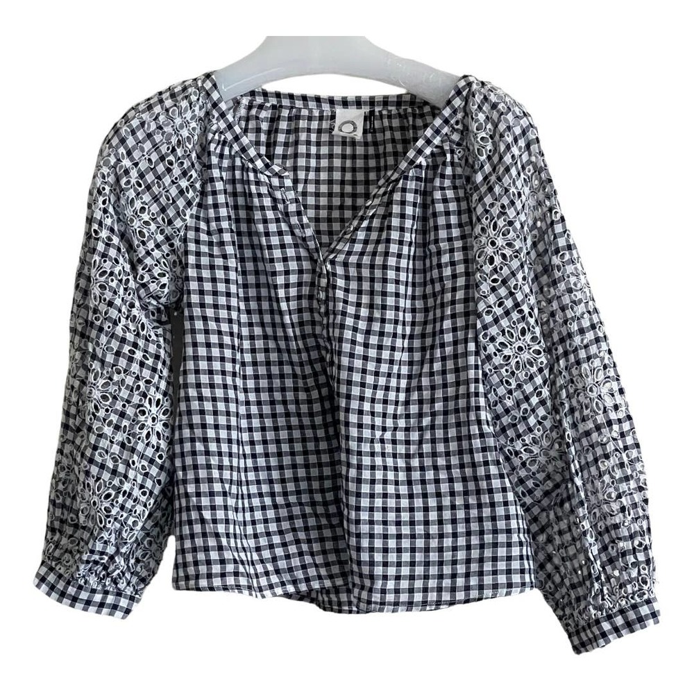 Anthro Akemi + Kim Size XS Gingham Eyelet boho blouse